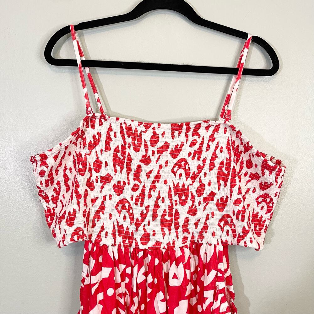 The Odells Tallara Dress 3X Red Tomato Cut Out Resortwear Feminine Vacation NWT - Picture 4 of 12